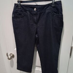 New Directions Size 10 Petite Dark Blue Denim Capris